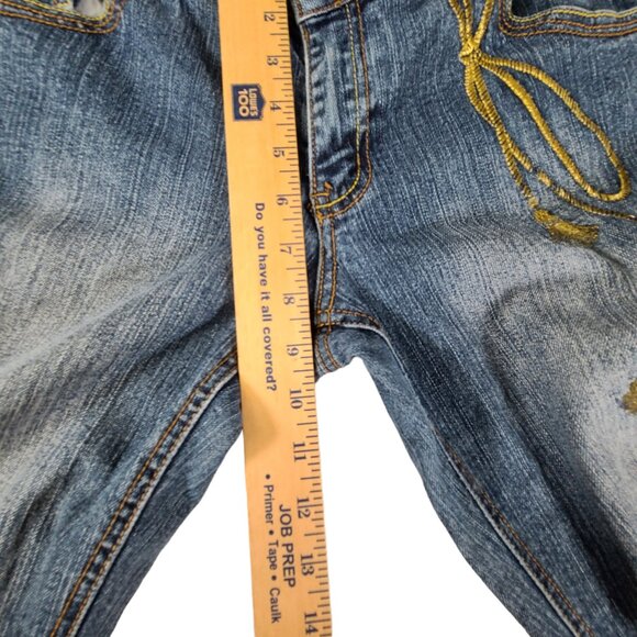 Southpole Jeans Womens 11 30x31 Medium Wash Metallic Spellout Bootcut Blue - Picture 11 of 14